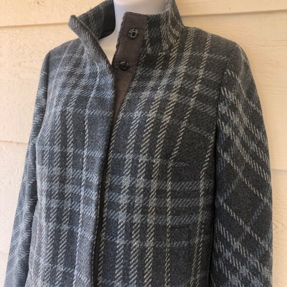 Talbot's Size 6 Blue/Gray Plaid Wool Blend Fully Lined Snap-Up Jacket - Picture 14 of 15